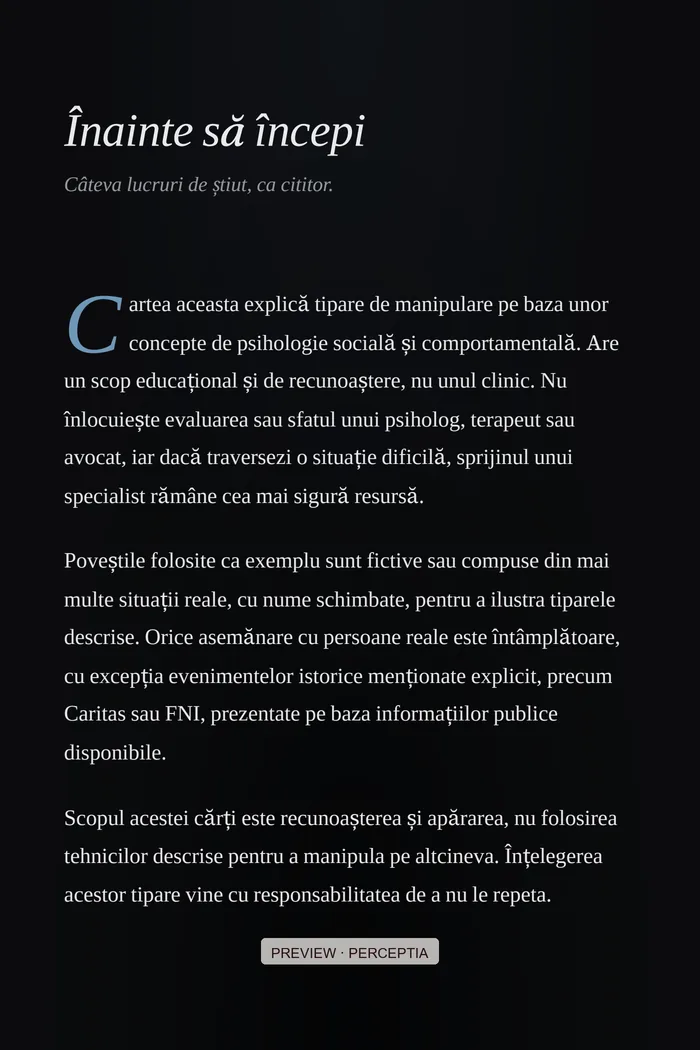 Manipulare, influență & limite — Manipularea de lângă tine · Înainte să începi, PDF pagina 1