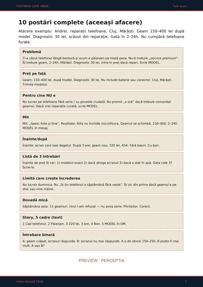 Postarea care vinde — Postări complete: afacere locală, PDF pagina 7